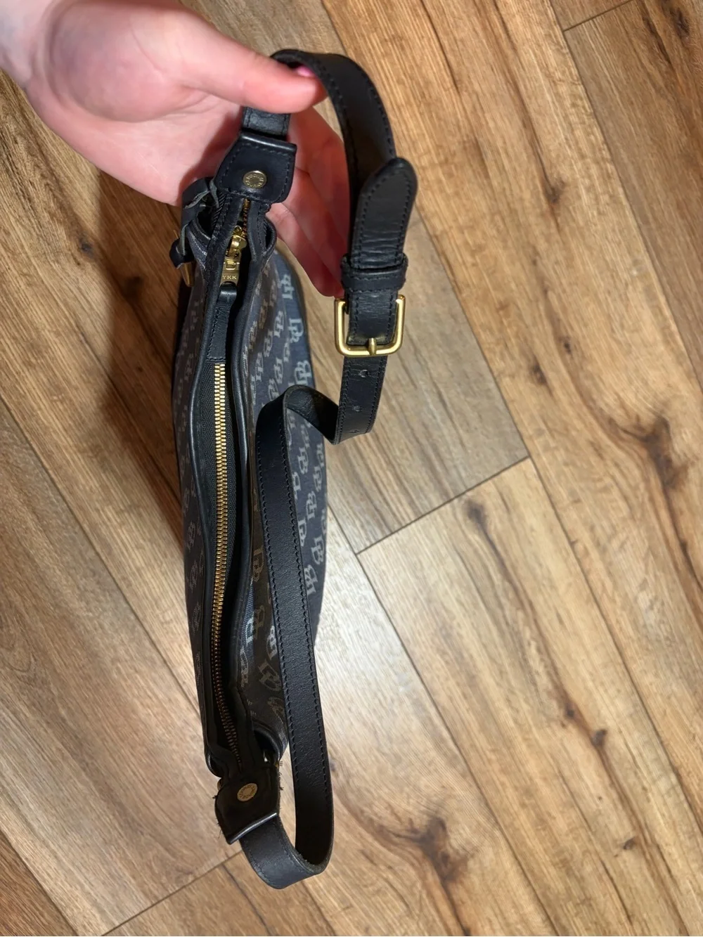 vintage Y2K-era Dooney & Bourke Signature Monogram Hobo Shoulder Bag